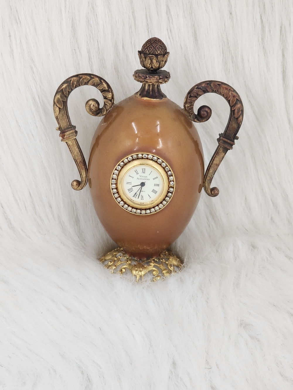Vivian Alexander Antique Fabrege Egg Clock Brown Gold *needs Battery